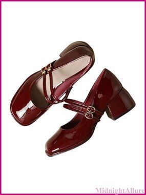 Women's Chunky Block Heel Mary Jane Pumps Square Toe Work Shoes